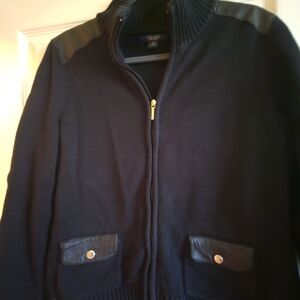 Chaps Womens Black Zip-Up Sweater